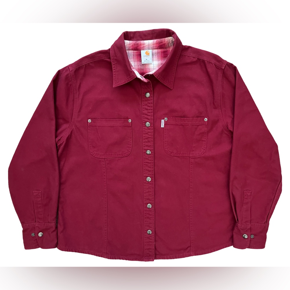 Carhartt for Women’s Pink Snap Button Flannel Lined Cotton Jacket Size XL